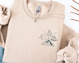 Seek Adventure Pullover, Sweatshirt für Abenteurer, Camping Shirt,Geschenk für Reise,Wanderfreunde,Naturliebhaber,Wanderlust Pulli,Van Shirt