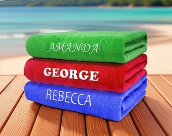 Personalized Beach Towel, Monogrammed Beach Towel, 30x60 Solid Color Beach Towel 100% Cotton, beach embroidery design, custom design!