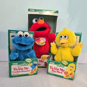 YOUR CHOICE Sesame Street Tickle Me Elmo Big Bird Cookie Monster 1996 year NO Sound Tyco Red Blue Yellow Childhood Toy 90s Gift For Child