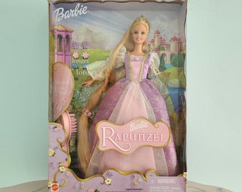 DAMAGED BOX Barbie Rapunzel mit Spieluhr-Haarbürste und Haaren, die wachsen, 2001 y., Barbie Rapunzel, Barbie Show, Vintage Barbie, Barbie-Puppe