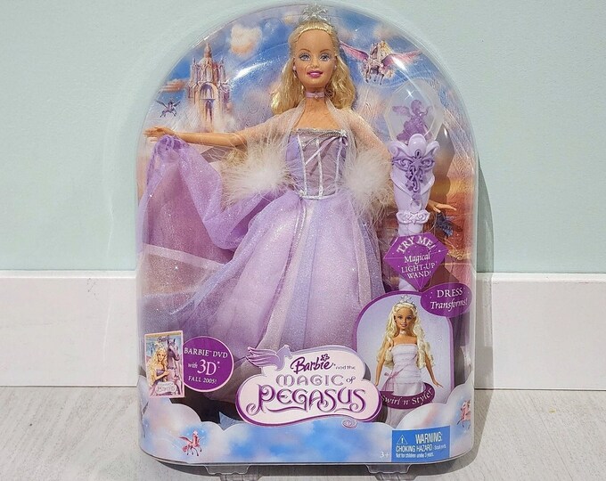 Barbie Doll, Barbie Magic of Pegasus Annika, Collectable, Barbie Purple Dress, Crown, Barbie