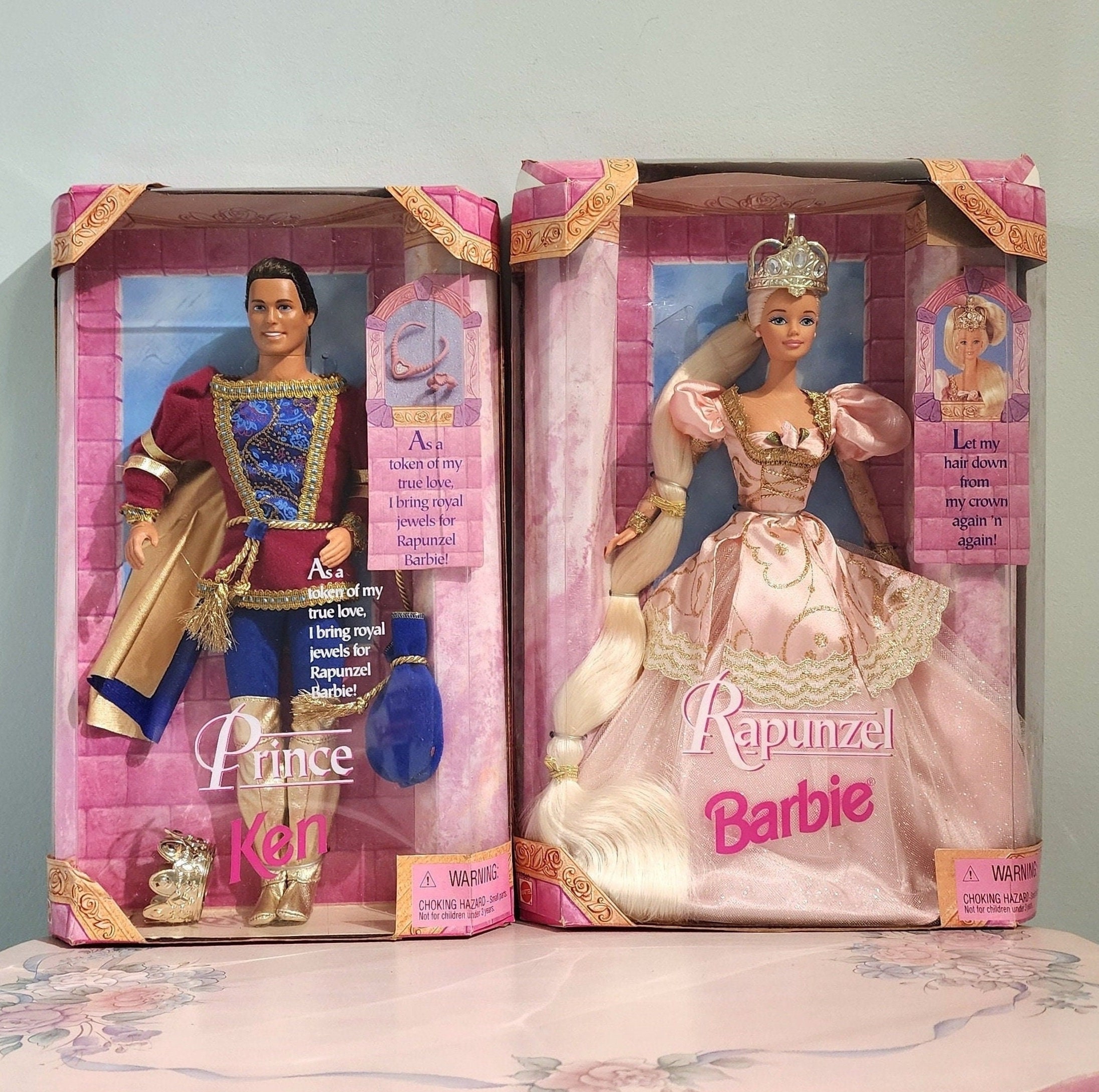 Lotto di 2: Barbie Rapunzel e Ken Prince, 1997 a, fiaba, vintage