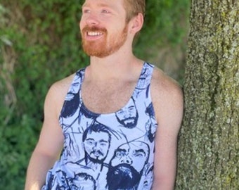 Hairy Goods, HAPPY BEARDO All Over Print Gay Graphic Tank Top