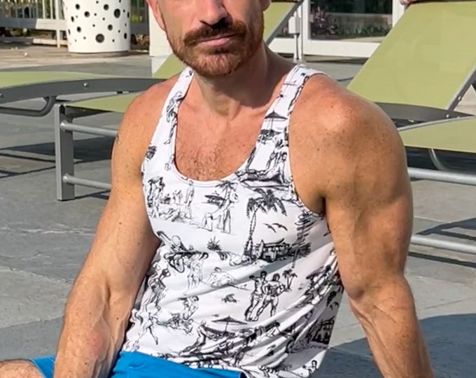 Featured listing image: Bare NecessiTEES, GAY SUMMER All Over Print Gay Graphic Tank Top