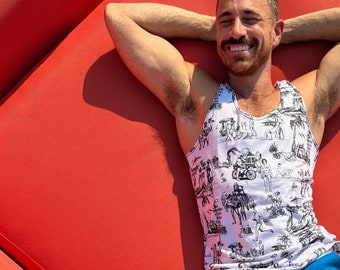 SPLASH SWIMWEAR, Gay Summer All Over Print Gay Graphic Tank Top