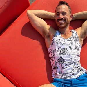 SPLASH SWIMWEAR, Gay Summer All Over Print Gay Grafik Tank Top