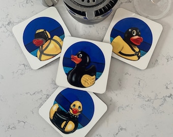 Coasters, NAUGHTY DUCKS Set of 4 Gay Graphic Coasters