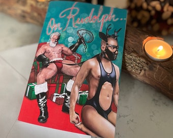 A Nutty Knotty Holiday----Set of 8 Xmas Cards, ON RUDOLF!!!