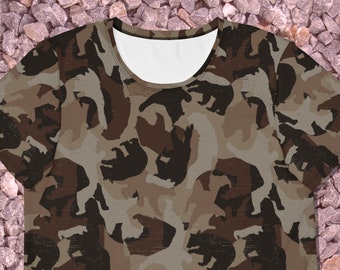 BEARLY CAMOU BROWN Camouflage Gay Graphic Print Athletic T-shirt