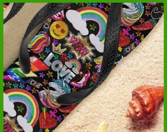 Beach---GLITTER and BE GAY Gay Graphic Flip Flops