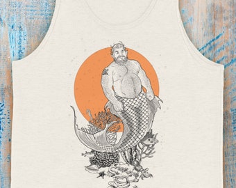 Under The Sea---HUNKY MERMAN Gay Graphic Tank Top