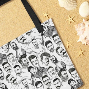 Beach---MUSTACHIO Gay Graphic Tote Bag