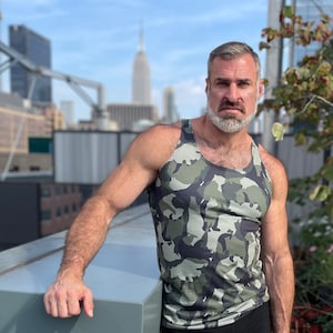 BEARLY CAMOU GREEN Camouflage Print Gay Tank Top