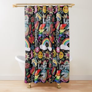 Bed and Bath, GLITTER and BE GAY Gay Graphic Shower Curtain, Bathmat, Towel