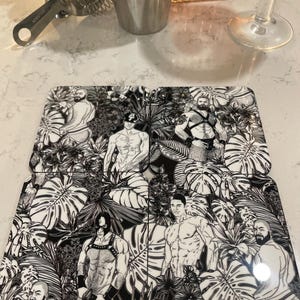 NEW Coasters, THE MEATRACK Set of 4 Gay Graphic Puzzle Coasters, Stylish Housewarming Bar Gift, Queer Coffee Lover, Gay Cocktail Enthusiast
