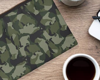 Travel, BEARLY CAMOUFLAGE GREEN Zipper Pouches