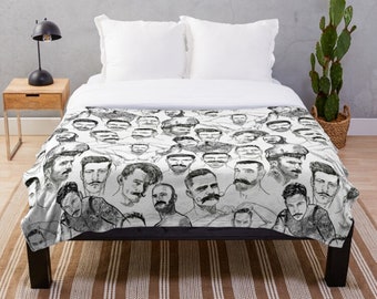 Bed and Bath, MUSTACHIO Gay Graphic Throw Blankets