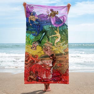 Beach---COLORS of the Rainbow Gay Graphic Beach Towel
