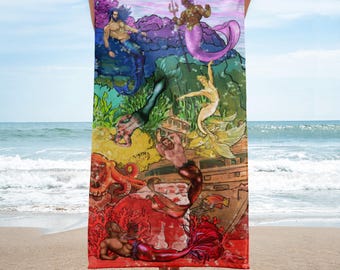 Beach---COLORS of the Rainbow Gay Graphic Beach Towel