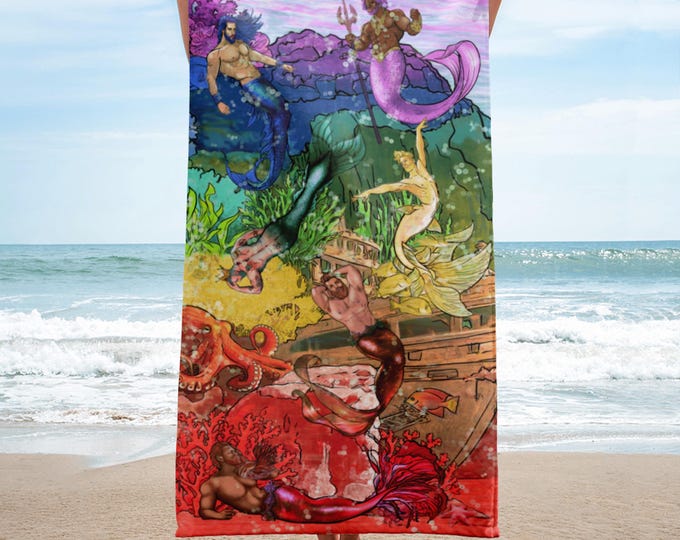 Featured listing image: Beach, MERMEN Gay Graphic Beach Towel