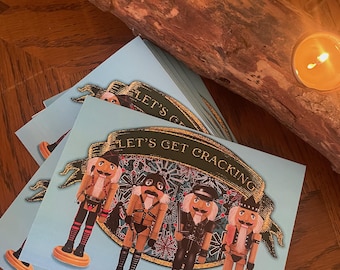 A Nutty Knotty Holiday----Set of 8 Xmas Cards, LETS GET CRACKIN