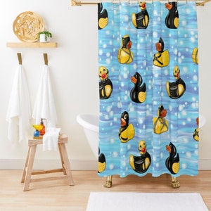 Bed and Bath, NAUGHTY DUCKS Gay Graphic Shower Curtain, Bathmat, Towel