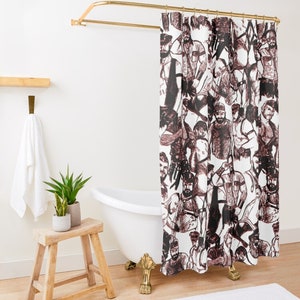 Bed and Bath, LEATHER MEN Gay Graphic Shower Curtain, Bathmat, Towel