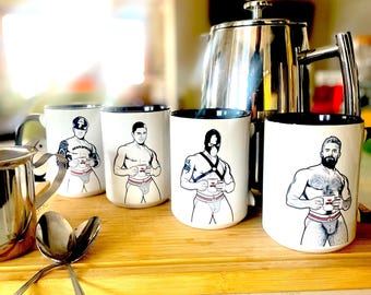 Cups Of Joe, BDSM HUNKS Gay Graphic Coffee Mug