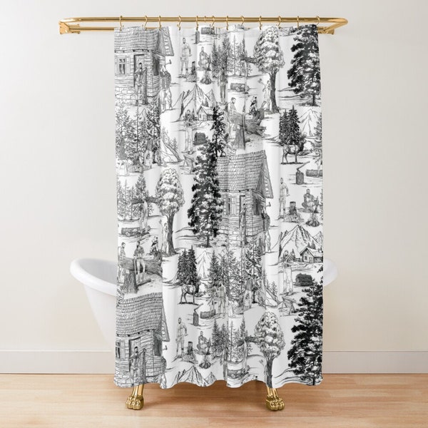 Bed and Bath, INTO THE WOODS Gay Graphic Shower Curtain, Bathmat, Towel