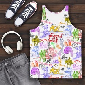 Bare NecessiTEES, COLOR OF SUMMER All Over Print Gay Graphic Tank Top, Gay Apparel, Summer Tank, Mens Apparel, Gay Artist, Gay Beach Print