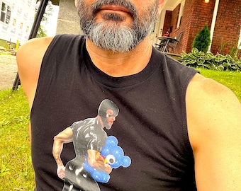 ArtPop, LEATHERBEAR BLUE Gay Graphic Muscle Tee