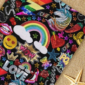 Praia --- Toalha de Praia Gráfica Gay GLITTER e BE GAY
