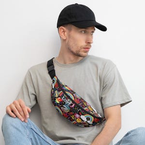 Travel, GLITTER and be GAY Gay Graphic Belt Bag Gay Art, Rainbow Print, Male Print, Glitter Print, Gay Gifts, Travel Accessory, Love is Love