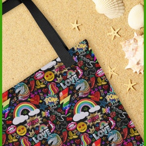 Beach---GLITTER and BE GAY Gay Graphic Tote Bag