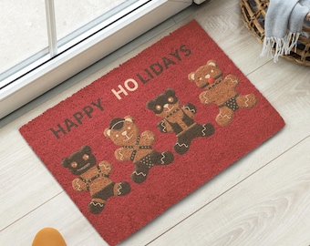 A Beary Holiday 2026---- GINGERBRED Holiday Coir Doormats
