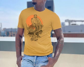 Ocean Bottoms---HUNKY MERMAN Gay Graphic T-shirt