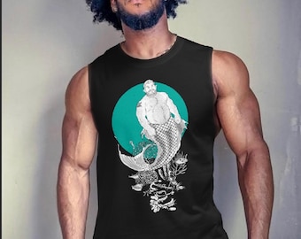 Oceans Bottom---HUNKY MERMAN Gay Graphic Muscle Tee