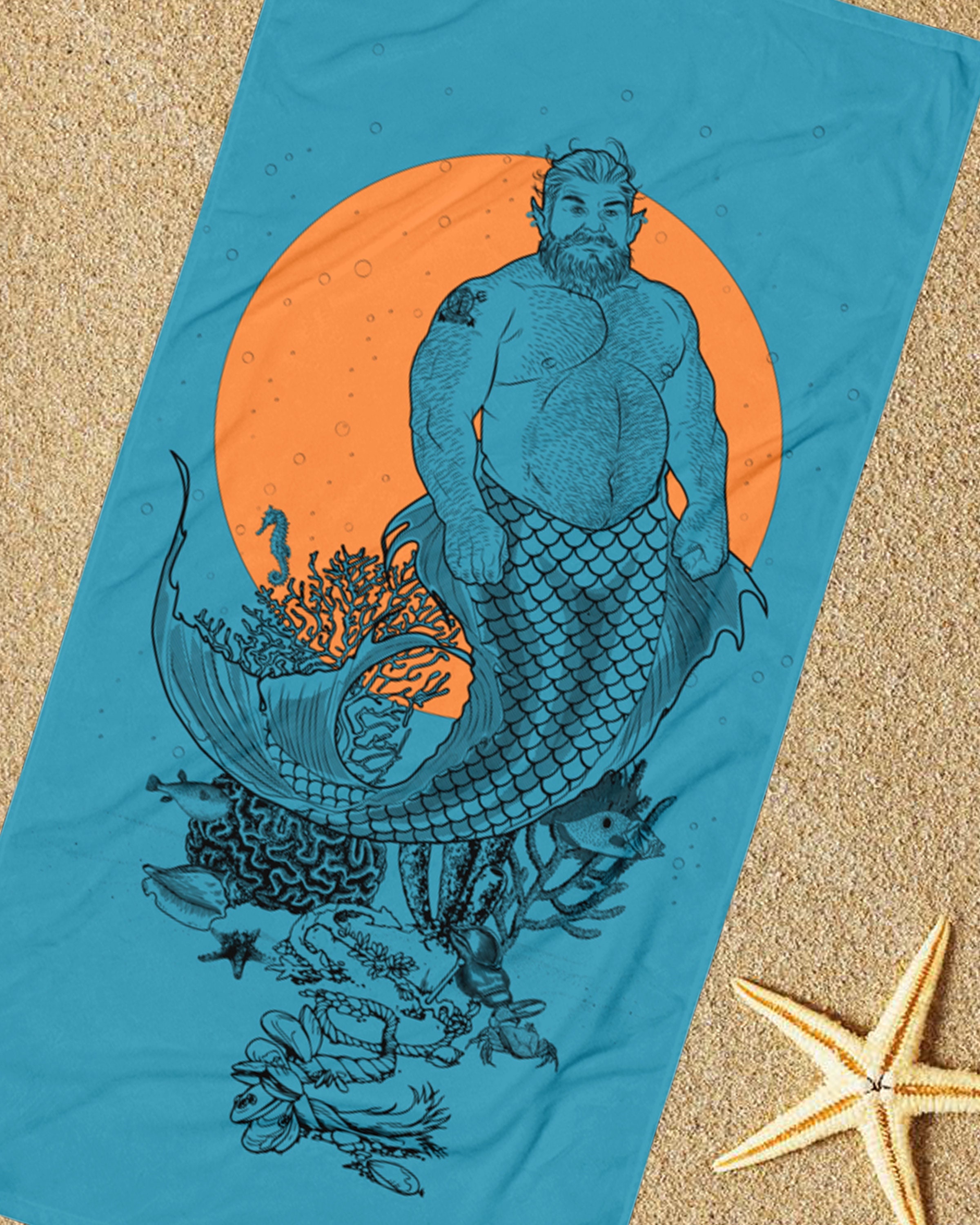 LV Blue Art Beach Towel