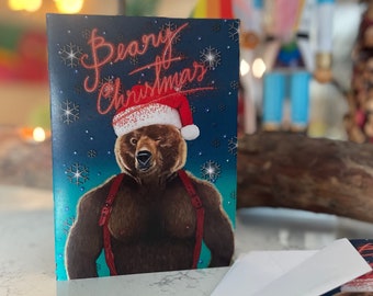 A Nutty Knotty Holiday----Set of 8 Xmas Cards, BEARY CHRISTMAS