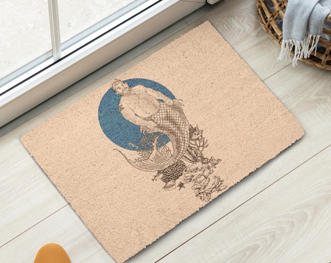 Featured listing image: Well...Cum Home, HUNKY MERMAN Coir Doormats