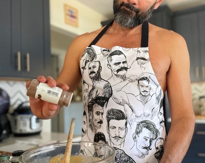 Featured listing image: Gayprons, MUSTACHIO Gay Graphic Apron