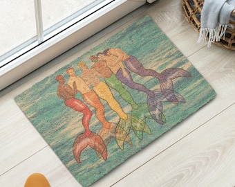 Well...Cum Home, RAINBOW MERMEN Coir Doormats