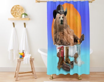 Bed and Bath, BATHTIME BEAR Gay Graphic Shower Curtain, Bathmat