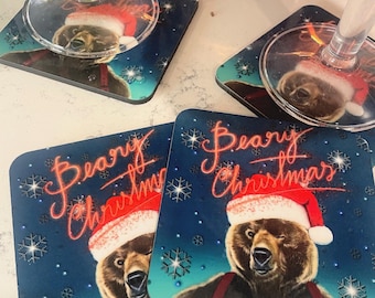 A Nutty Knotty Holiday---- Coasters, BEARY CHRISTMAS