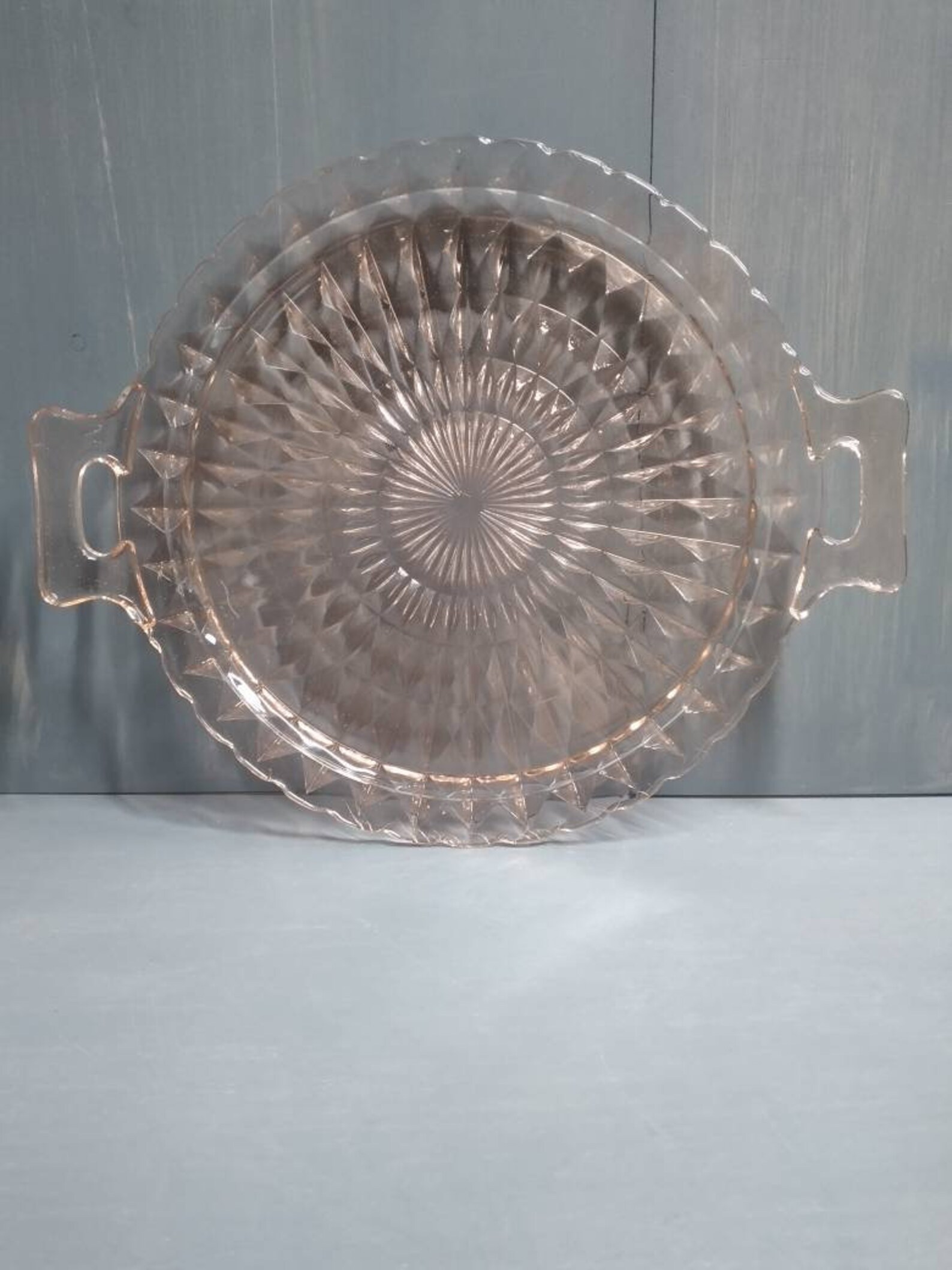 Vintage Pink Depression Glass Serving Plate/Tray with Handles Etsy