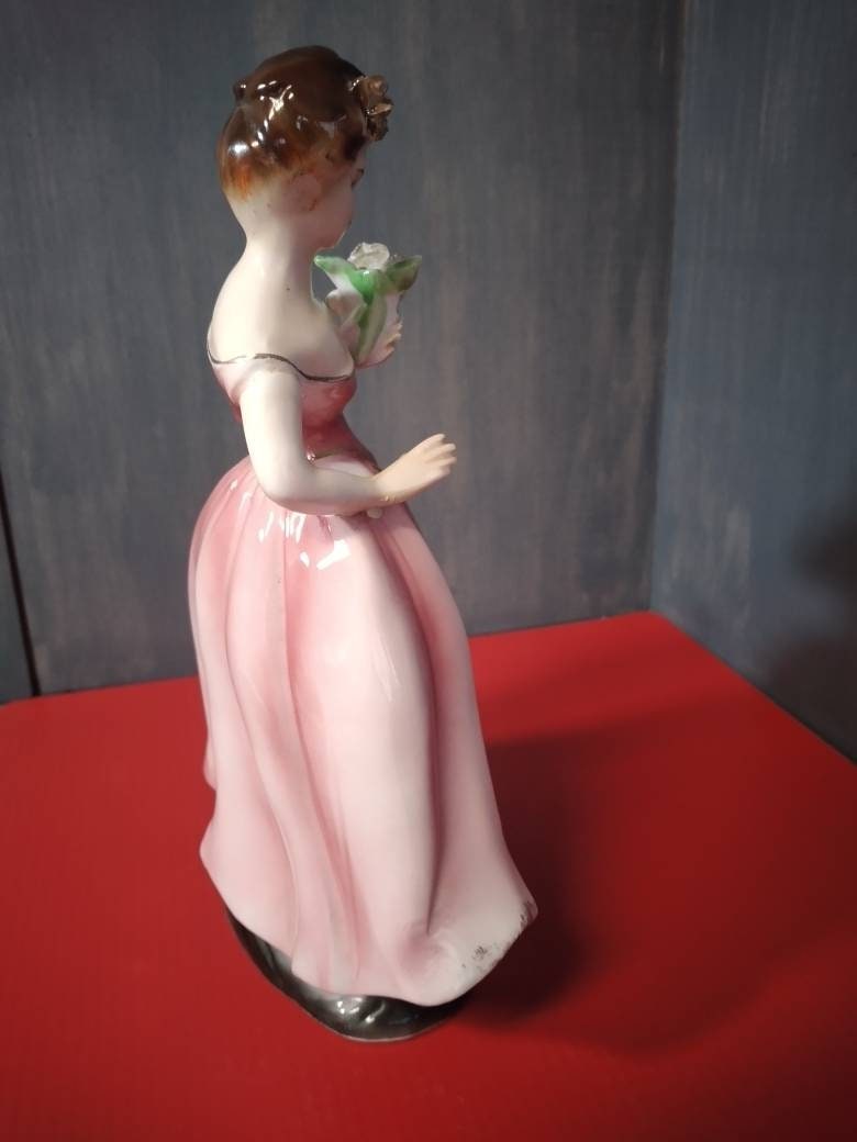 Vintage S8429 Porcelain Lady Figurine Pink Dress with Etsy
