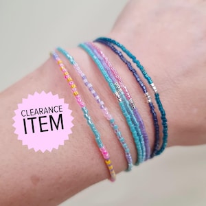 Sterling Silver Beaded Stacking Bracelets – Colourful Single-Strand Miyuki Delica, Minimalist Waterproof Jewellery Gift