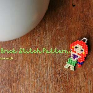 Patrón de puntada de ladrillo de niña roja para Delica Bead, Encanto de puntada de ladrillo, Patrón de cuentas, Descarga instantánea