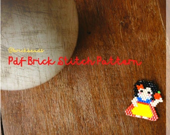 A Cute Girl with Apple Brick stitch pattern for Miyuki Delica Bead, Brick stitch charm, Beading Pattern, Instant download, pdf pattern