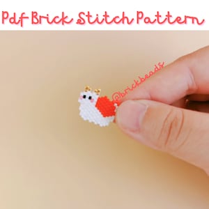 Snail carries Love, Brick stitch pattern for Miyuki Delica, Beading Pattern, Bead Cute Charm, Instant download, PDF pattern
